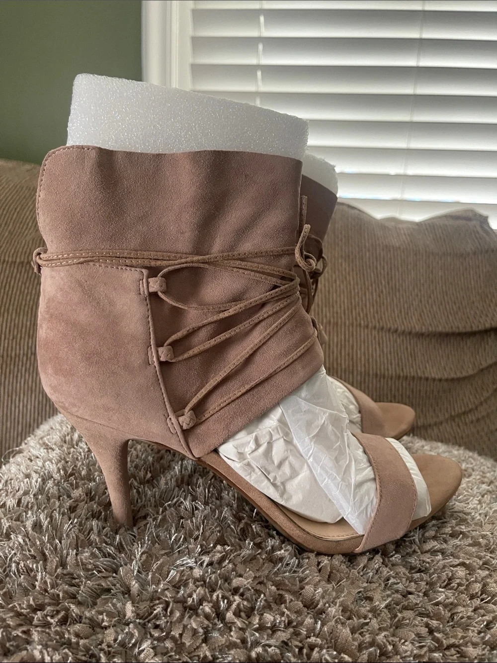 Jessica Simpson Women's Suede Lace-Back Open-Toe Heels